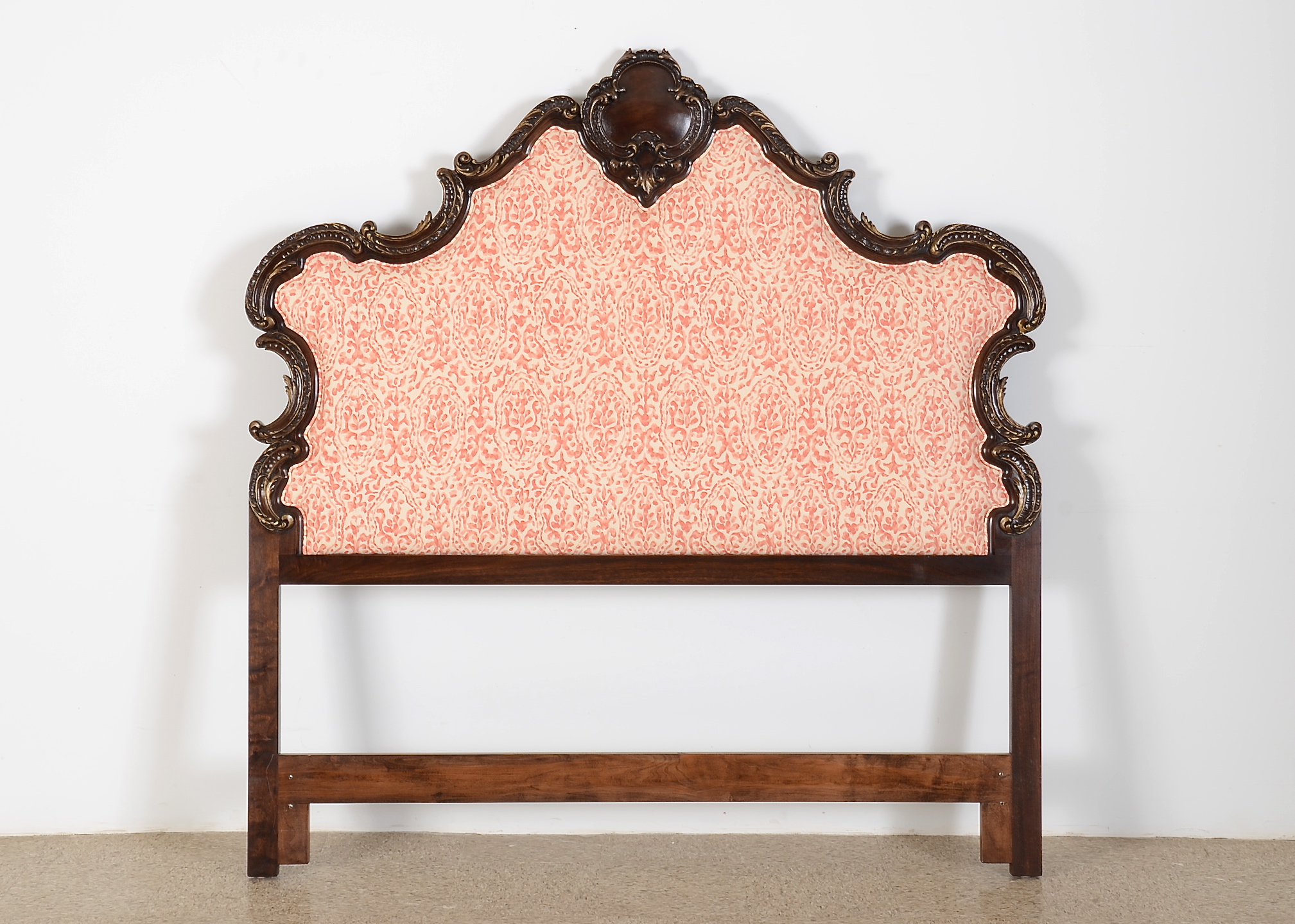 Upholstered Mahogany Bed Headboard with Matching Bed Skirt EBTH