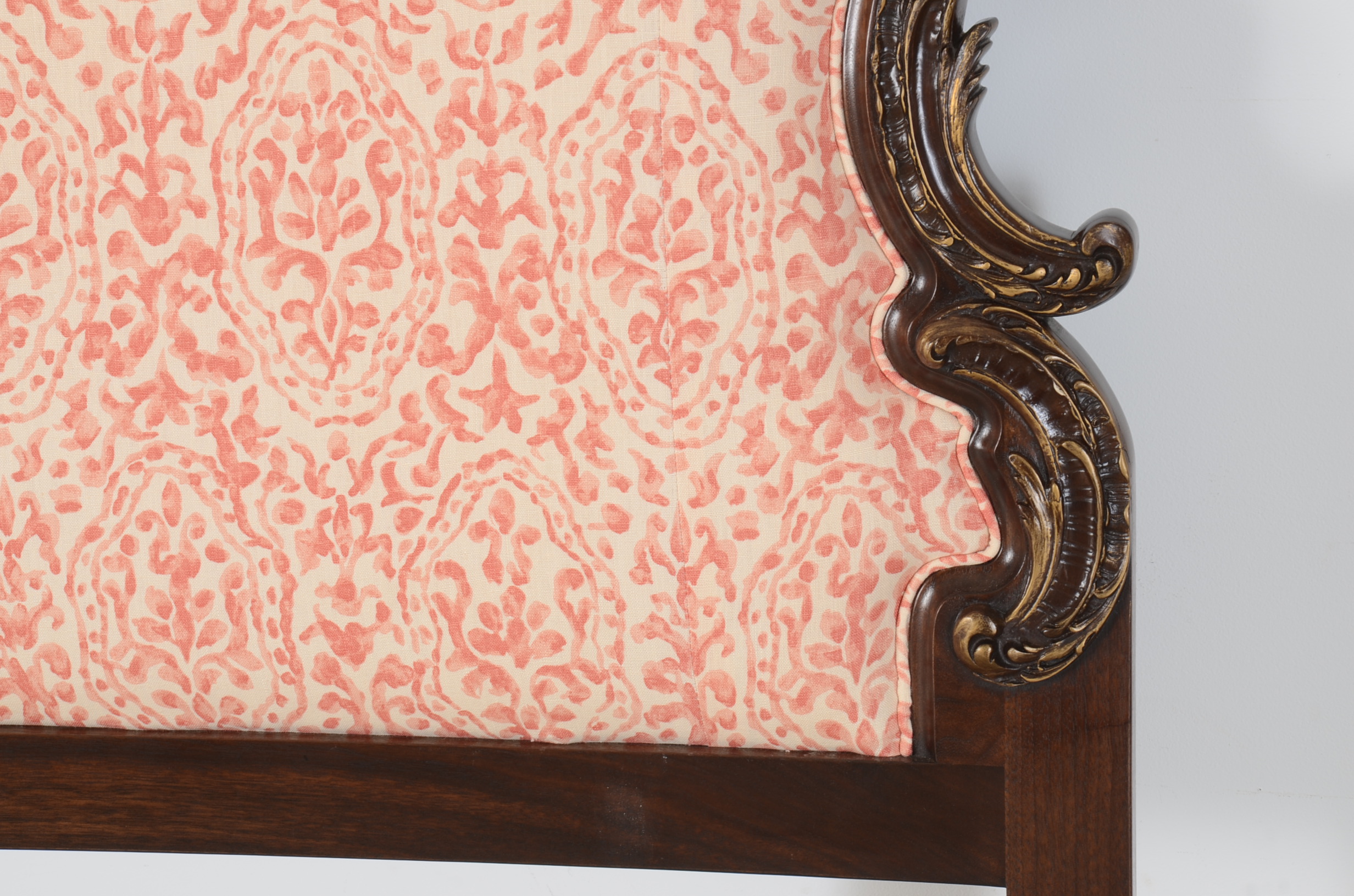 Upholstered Mahogany Bed Headboard with Matching Bed Skirt EBTH