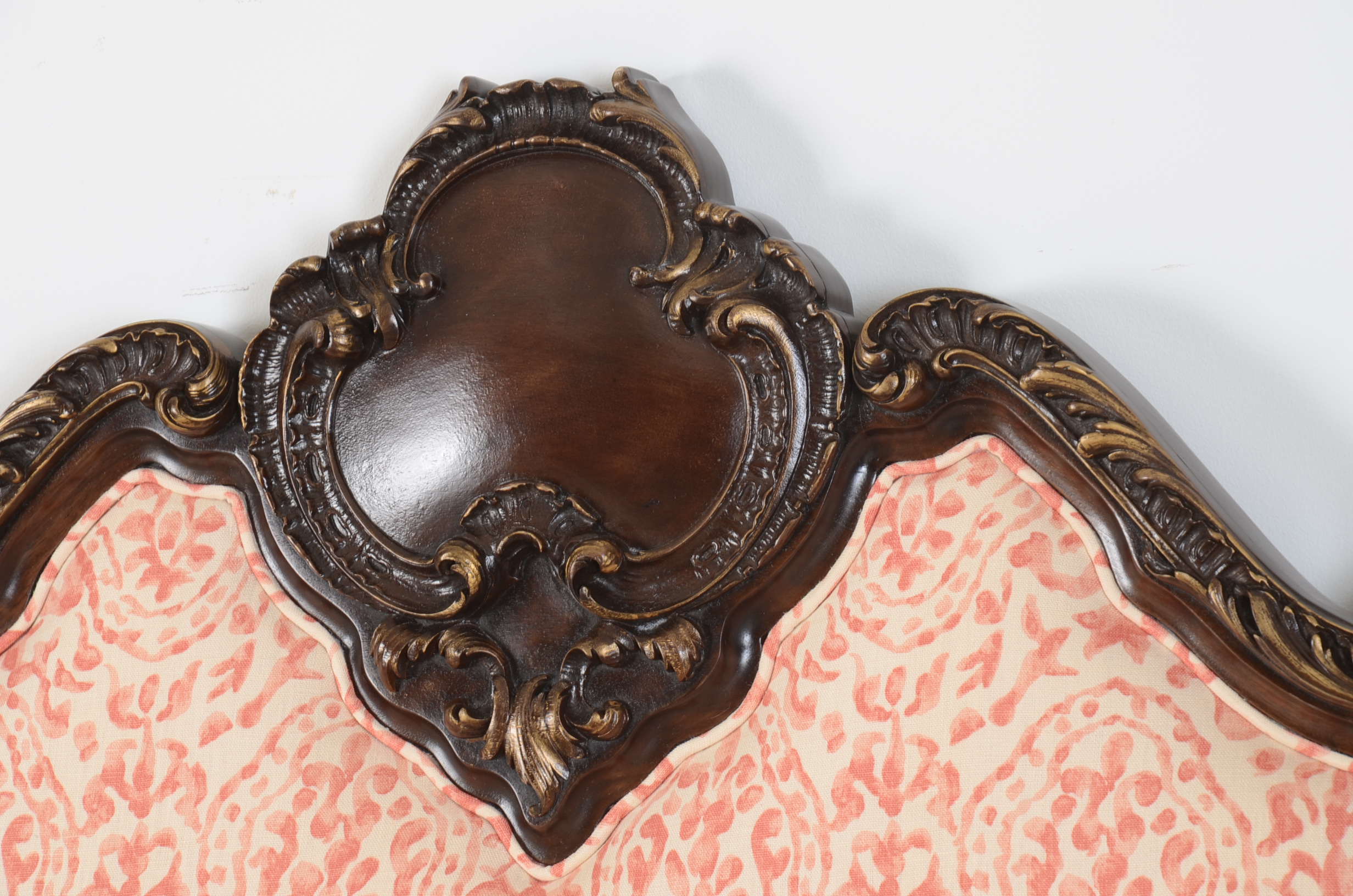 Upholstered Mahogany Bed Headboard with Matching Bed Skirt EBTH