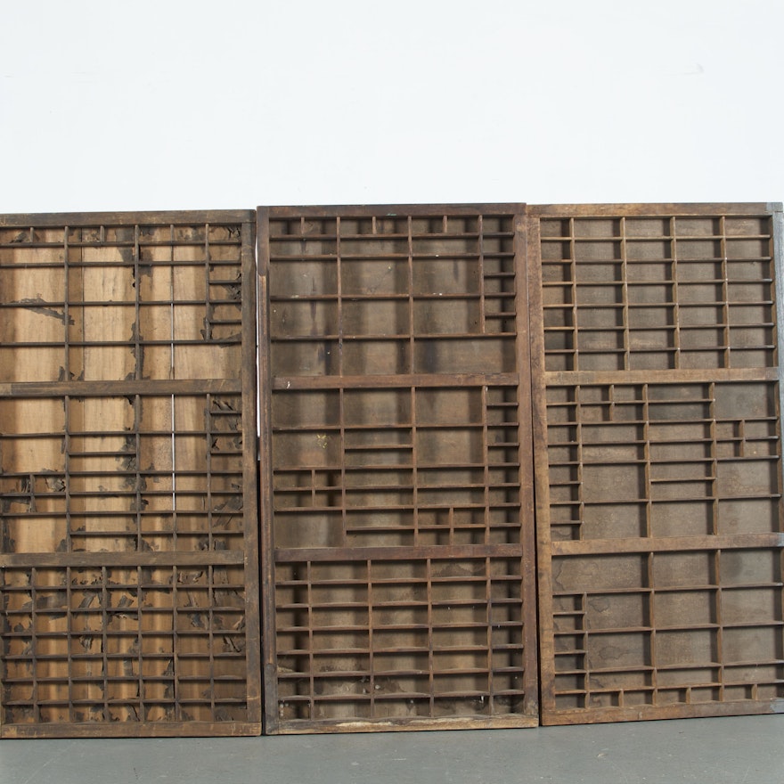 Trio Of Vintage Hamilton Mfg Co Printer S Cabinet Drawers Ebth