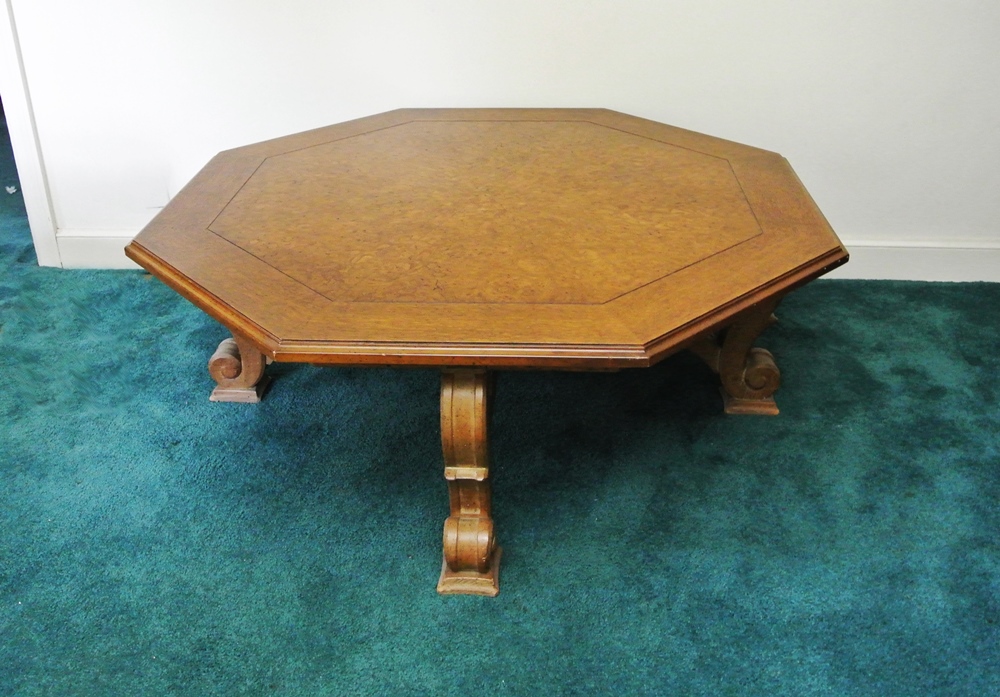 Large Coffee Table with Burl Wood Veneers EBTH
