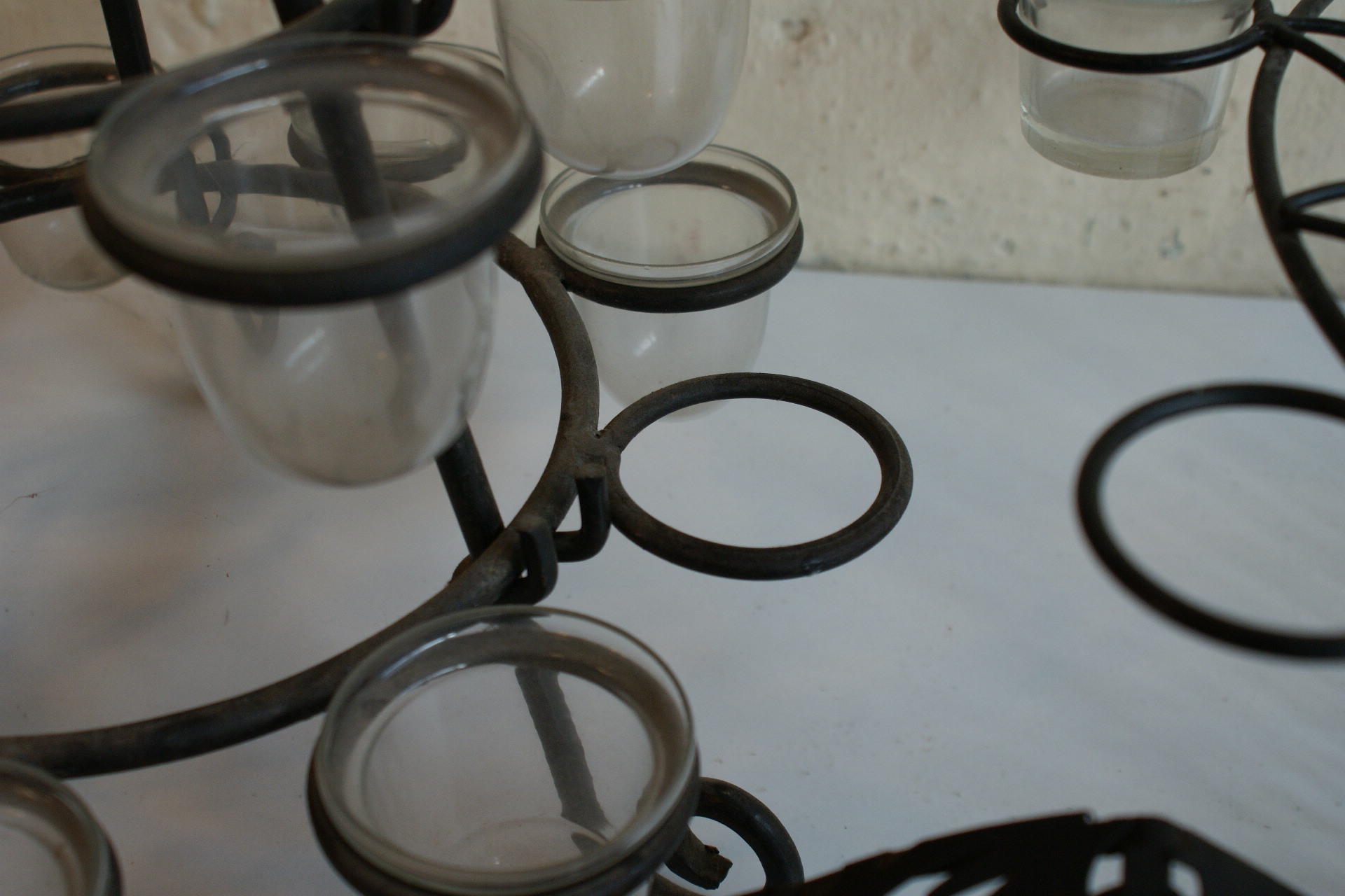 Black Metal and Glass Candle Holders EBTH