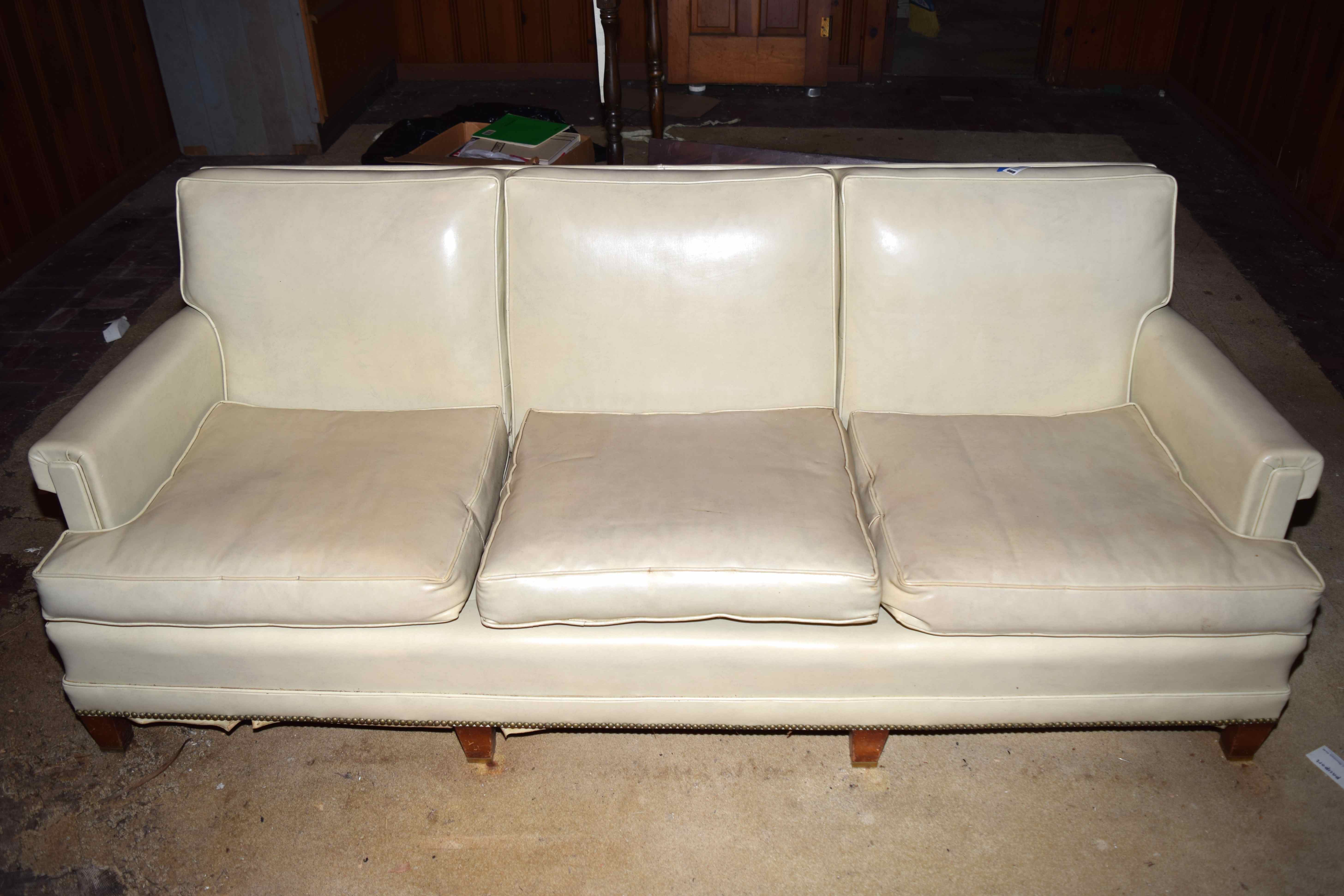 Vintage White Leather Sofa Ebth