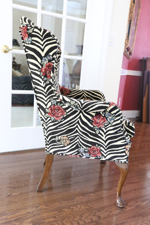 Zebra Print Traditional Style Wingback Chair | EBTH