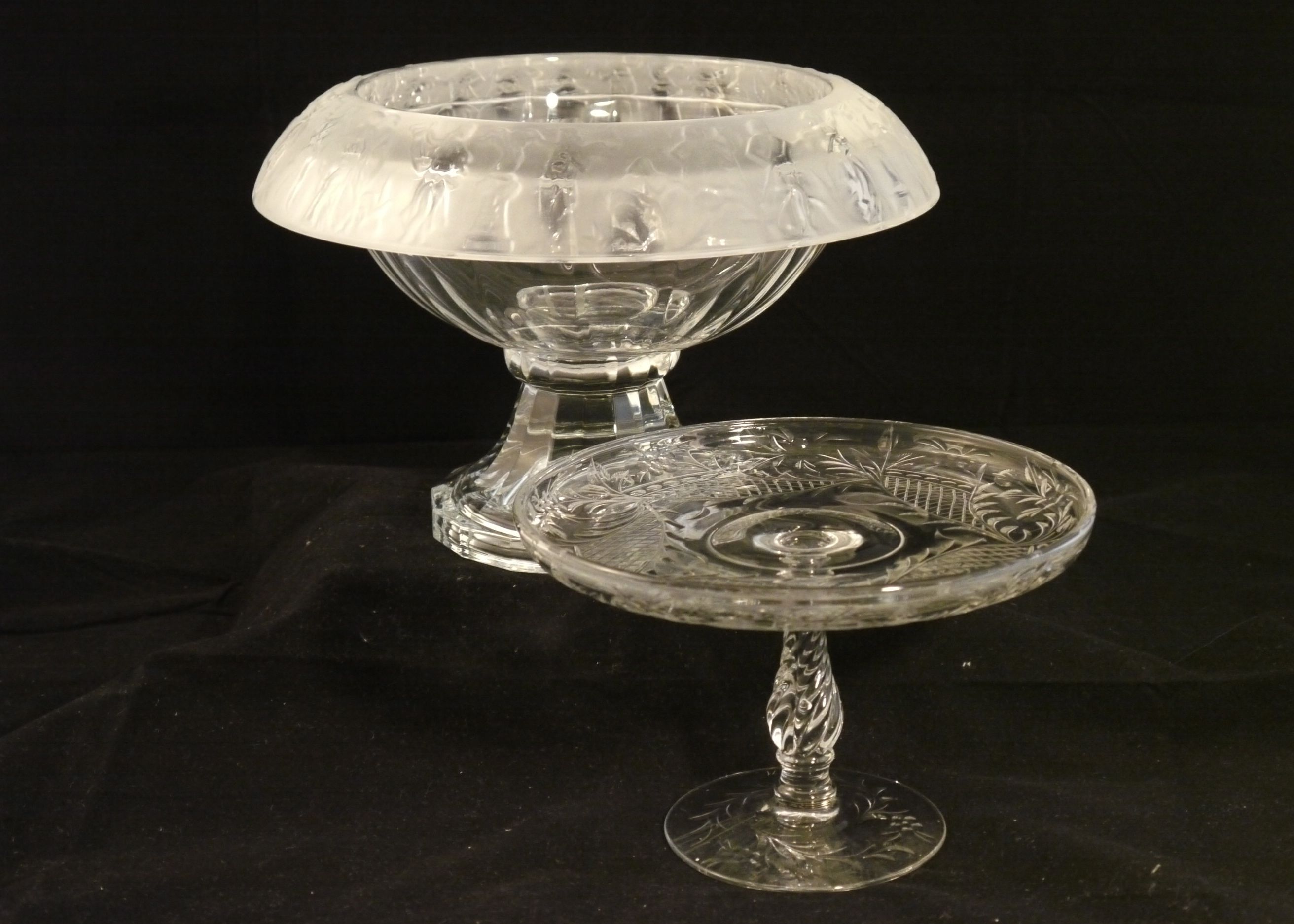 Leaded Crystal Bowl with Pedestal Base and Small Cake Plate EBTH