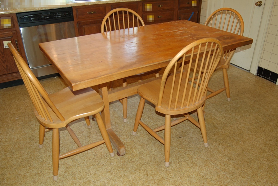 Butcher Block Table and Four Chairs | EBTH
