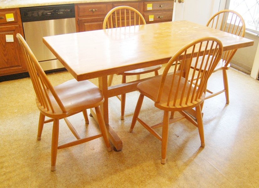 Butcher Block Table and Four Chairs EBTH