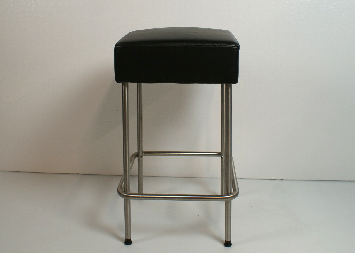 Ikea Julius Leather and Stainless Steel Counter Height Stool EBTH