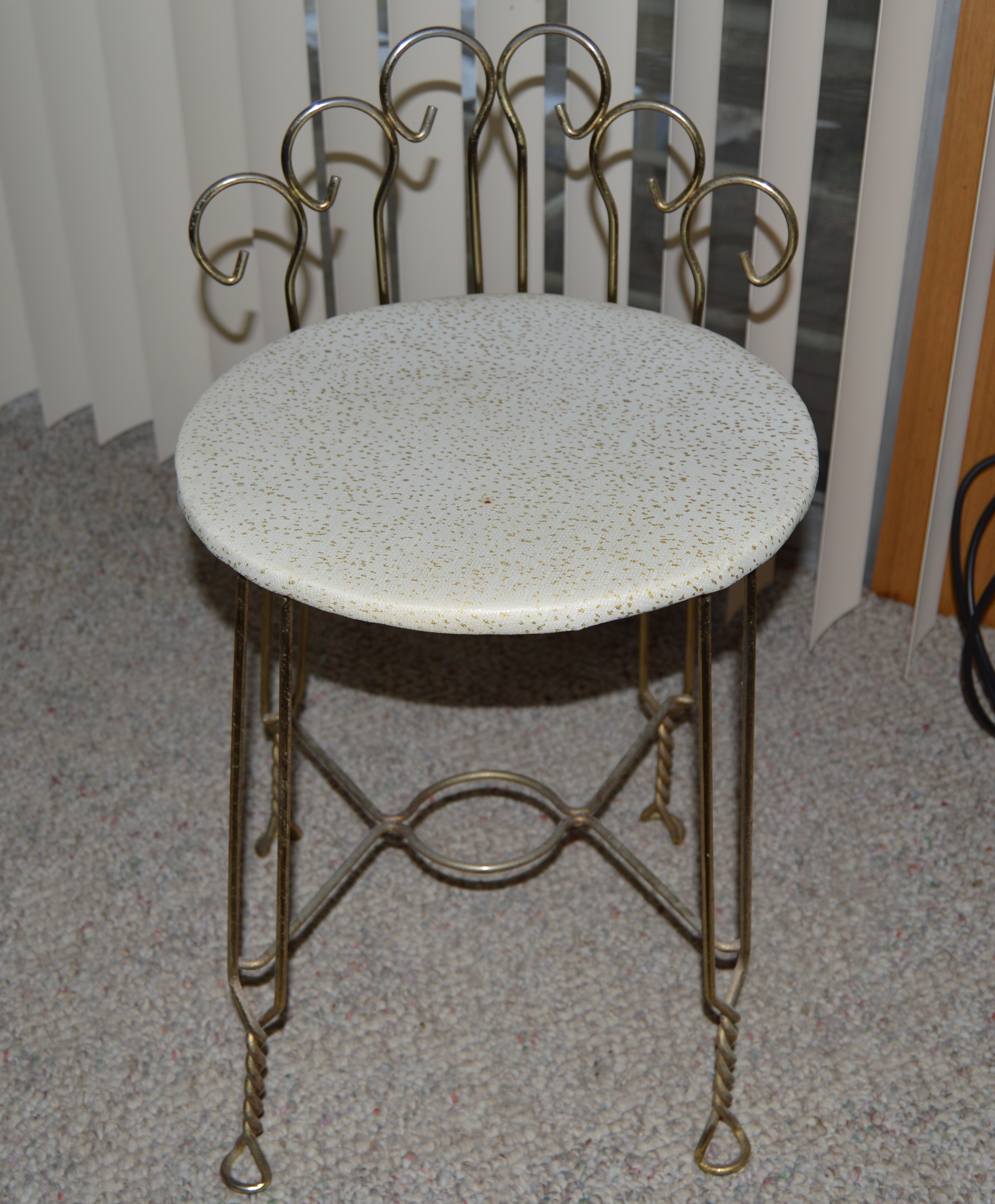 Wire Vanity Chair and Brushed Aluminium Bar Cart EBTH