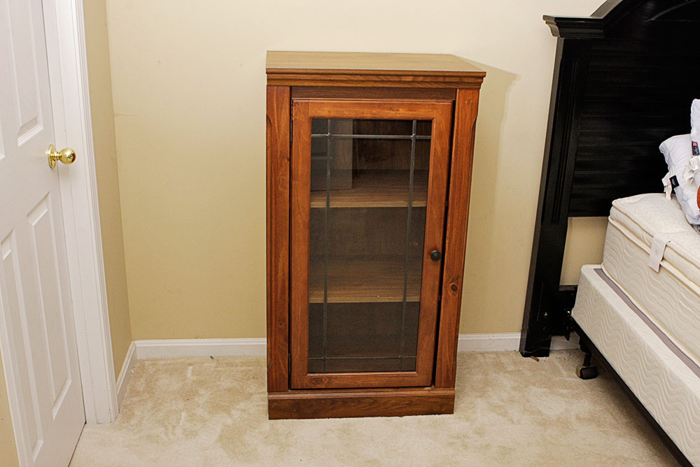 Cherry Stereo Cabinet With Glass Door Ebth