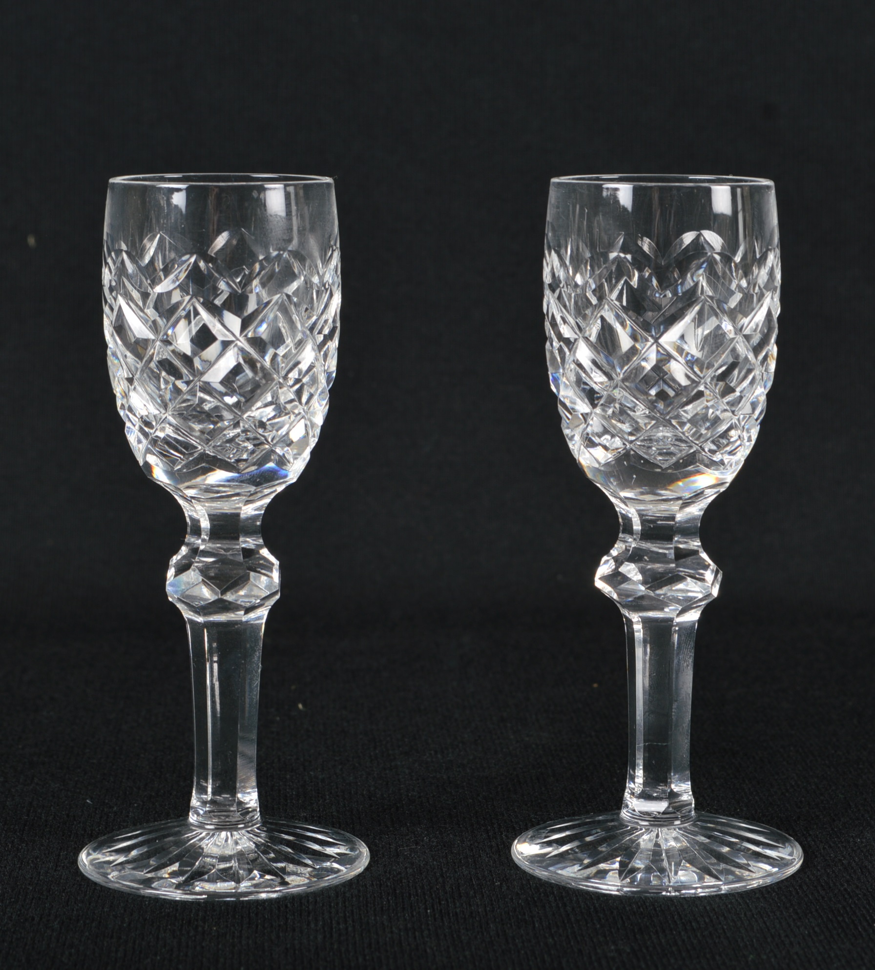 Two Waterford Cordial Glasses in the "Powerscourt" Pattern EBTH