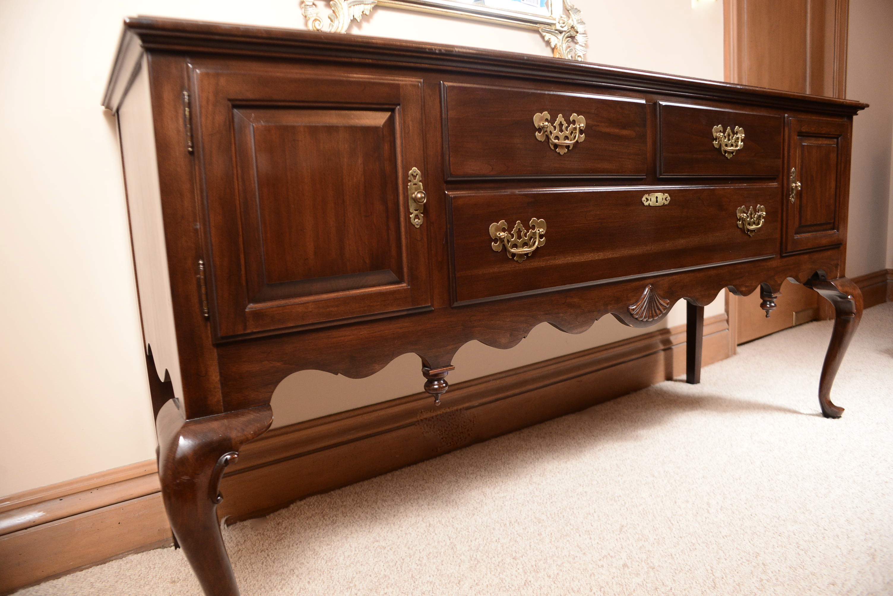 Mahogany Queen Anne Sideboard Buffet Table EBTH