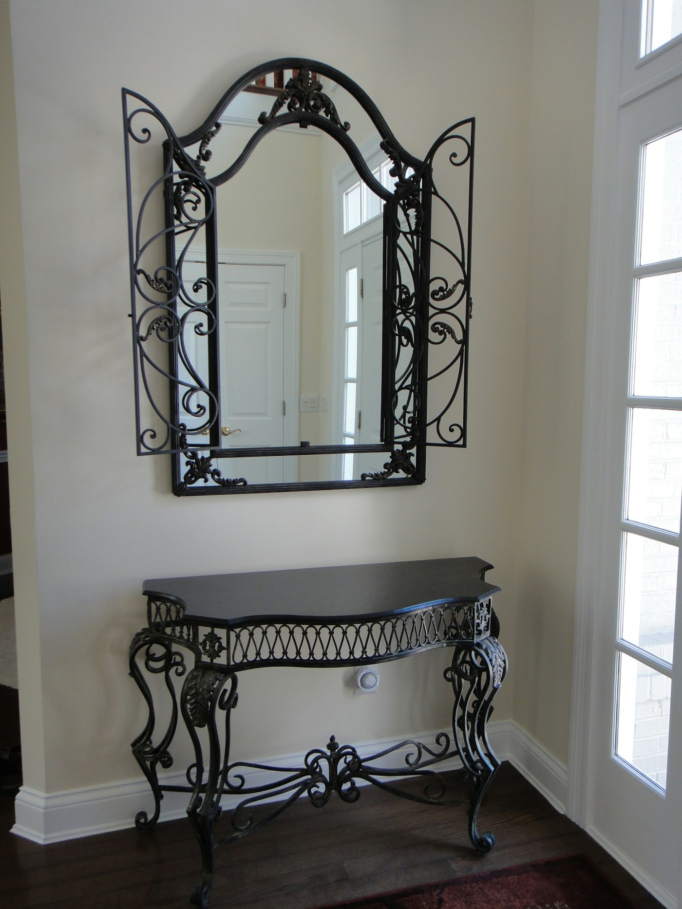 Gorgeous Wrought Iron Foyer Mirror and Console Table | EBTH