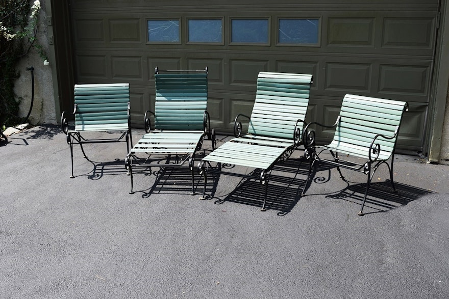 Vintage 1950 60 S Woodard Ionian Wrought Iron Chairs And Loungers