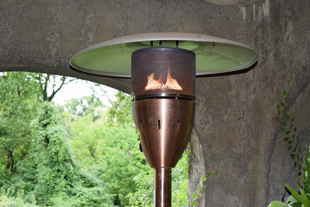 A Charmglow Patio Heater In Copper Finish Ebth