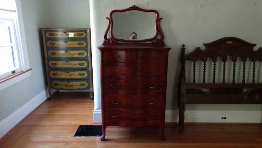 Antique Dresser With Hat Box And Mirror Ebth