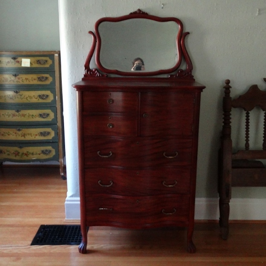 Antique Dresser With Hat Box And Mirror Ebth