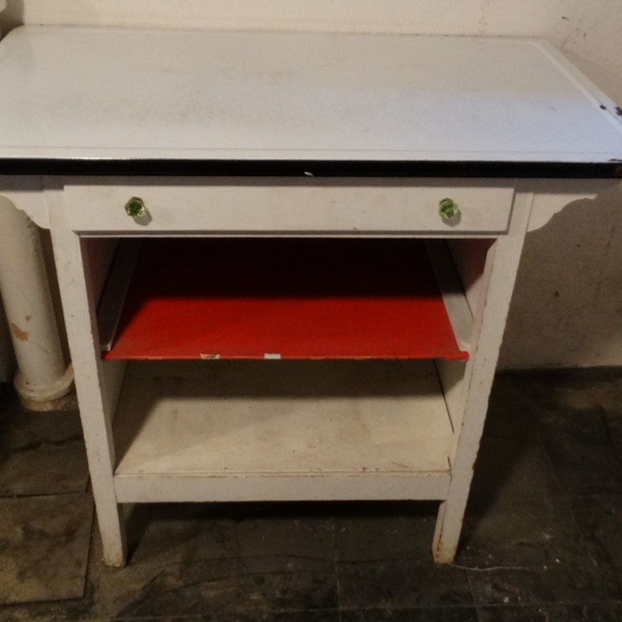 Vintage Enamel Top Kitchen Stand-Alone Shelf Unit | EBTH