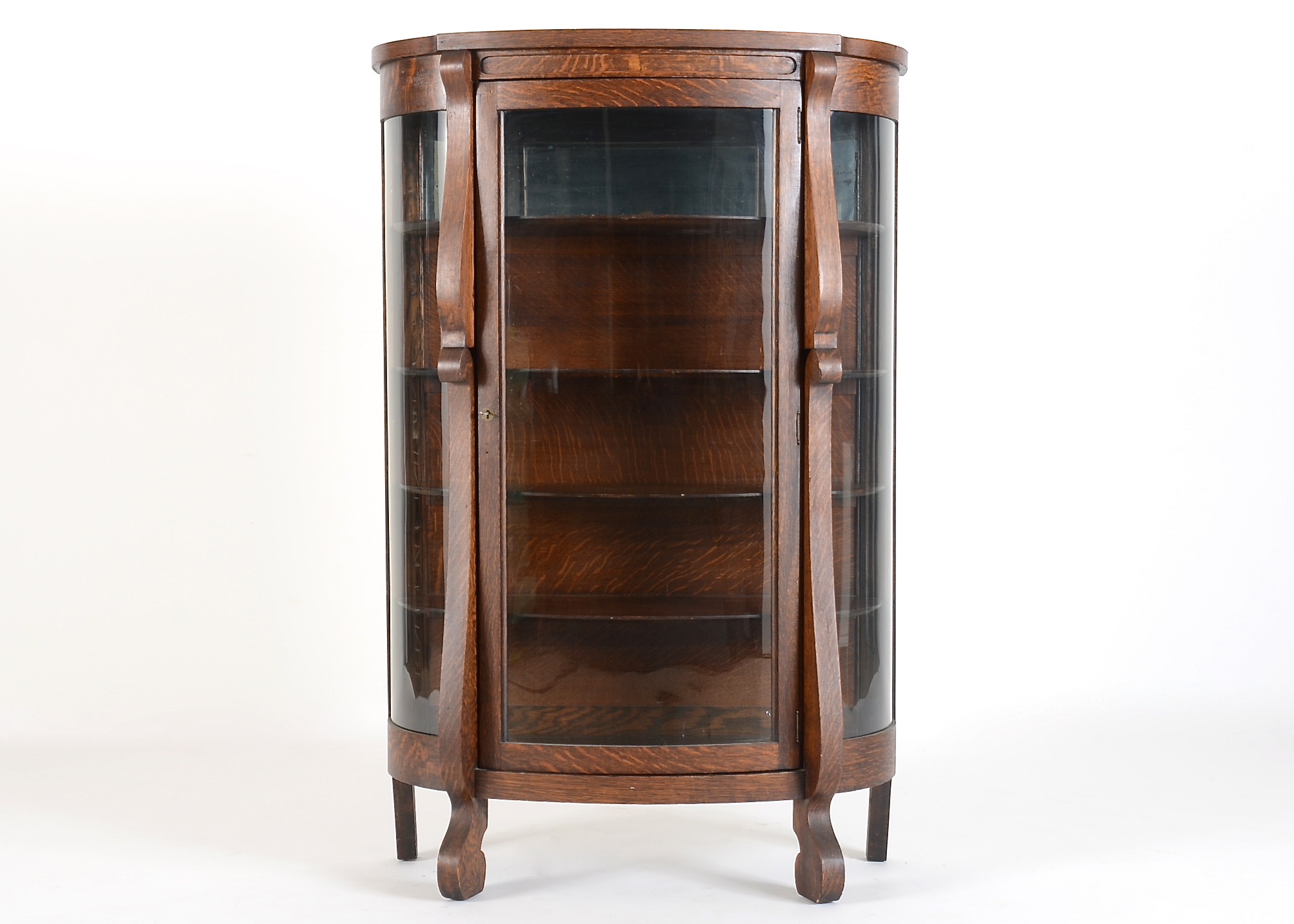 Antique Tiger Oak Display Cabinet Ebth