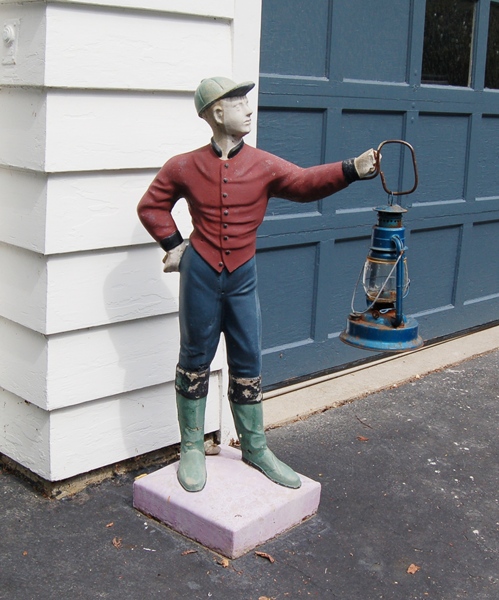 Concrete Lawn Jockey with Lantern EBTH
