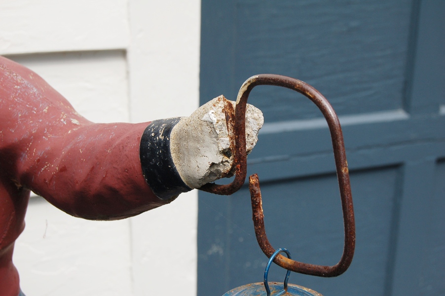 Concrete Lawn Jockey with Lantern EBTH