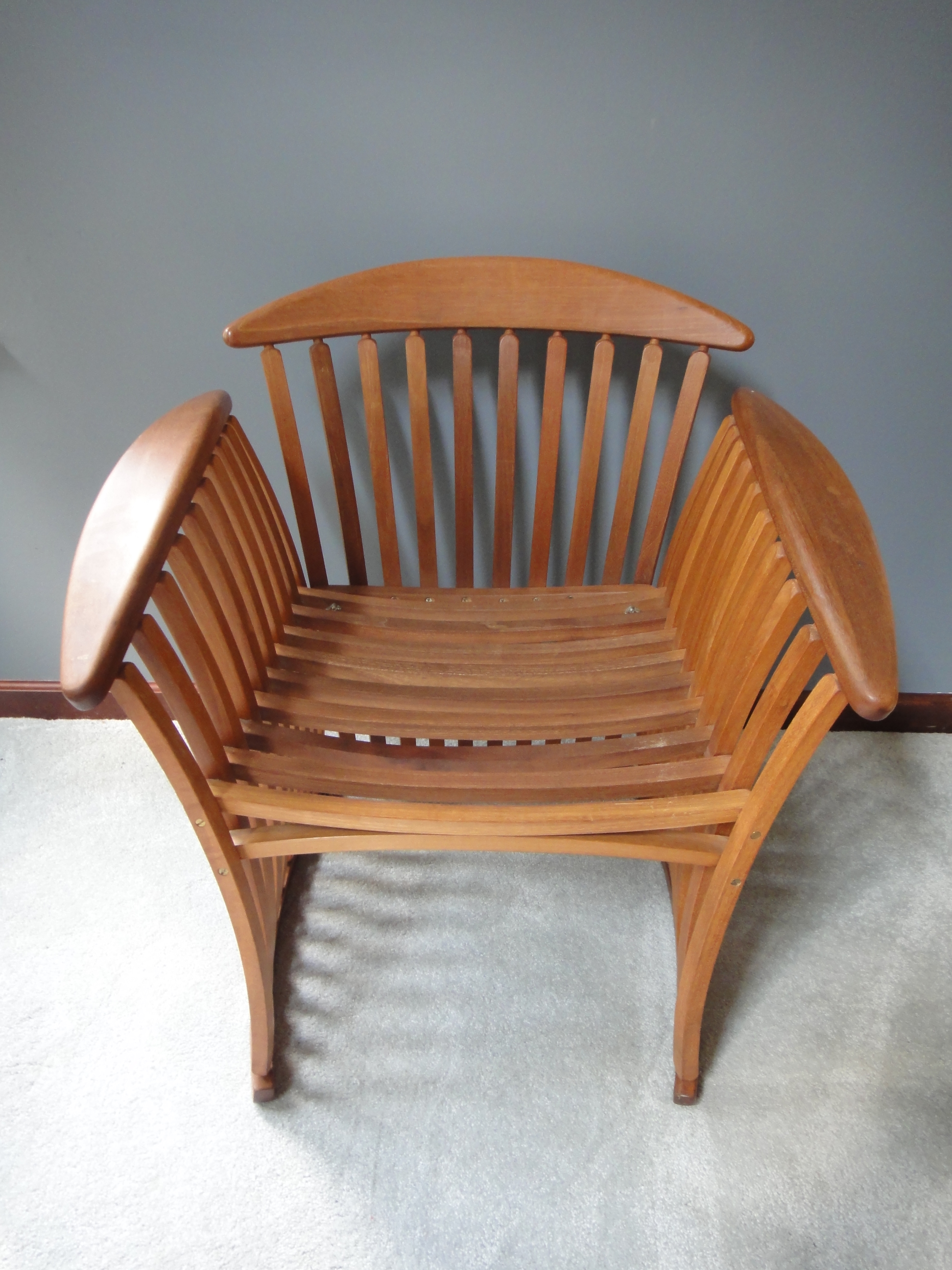 Mid Century Modern Wooden Curved Slat Arm Chair EBTH