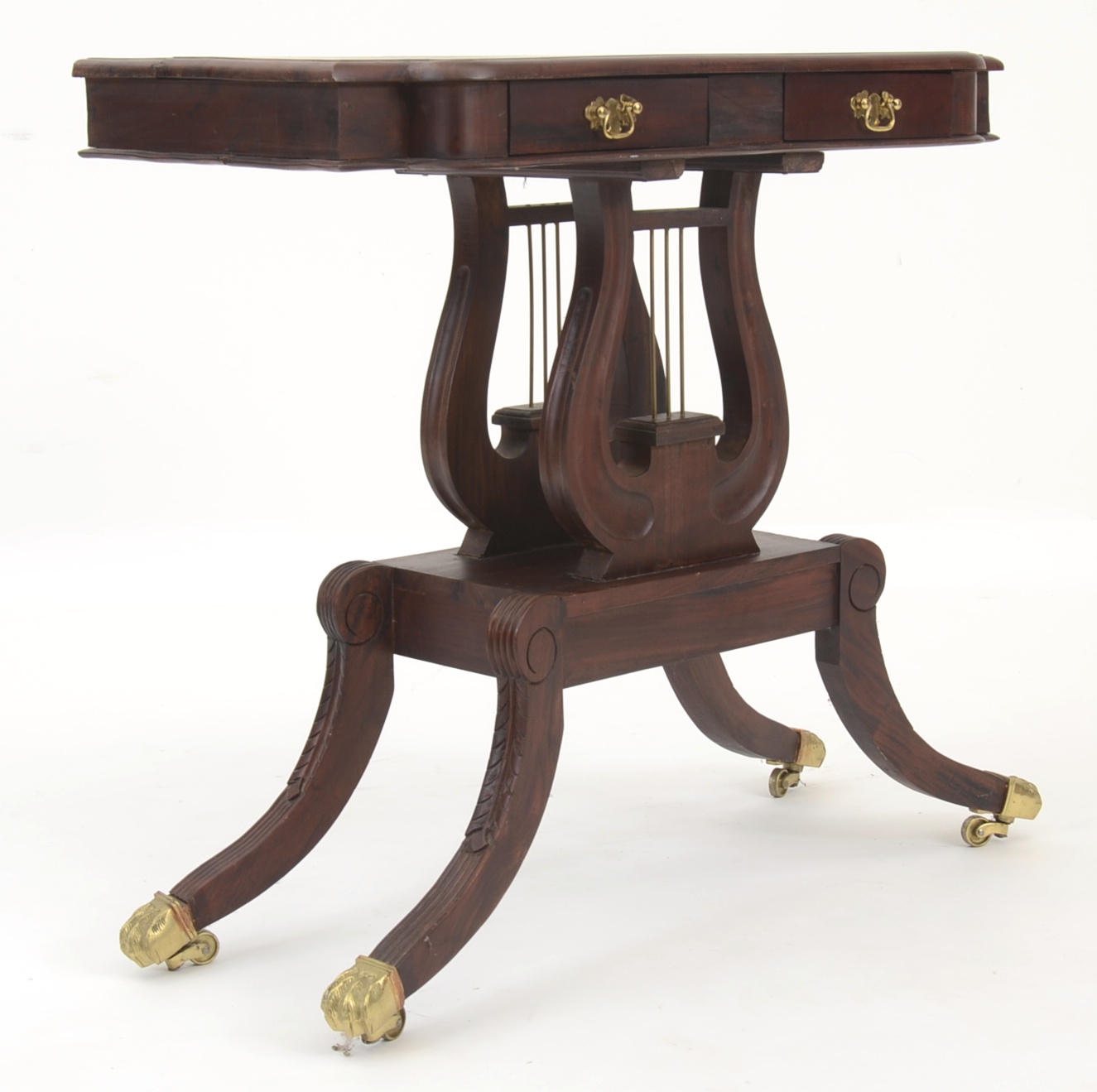 Early 20th Century Mahogany Lyre Harp Console Table EBTH