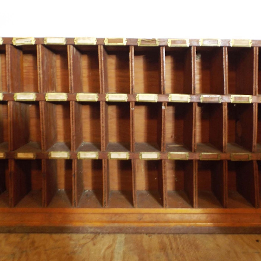 Vintage Wooden Post Office Mail Sorter Cabinet EBTH vintage-wooden-post-office-mail-sorter-cabinet-ebth