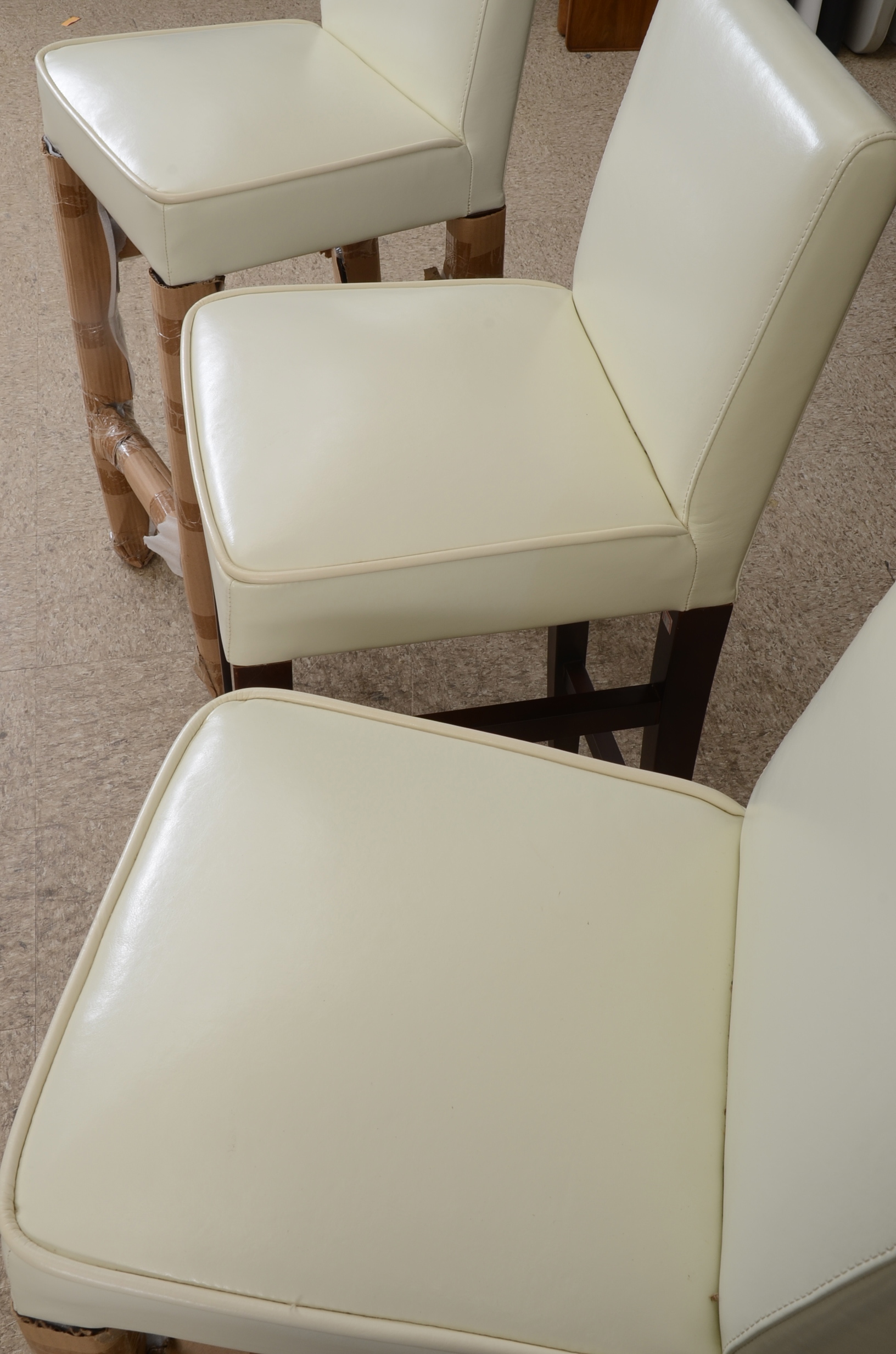 Set of Three White Leather Bar Stools EBTH