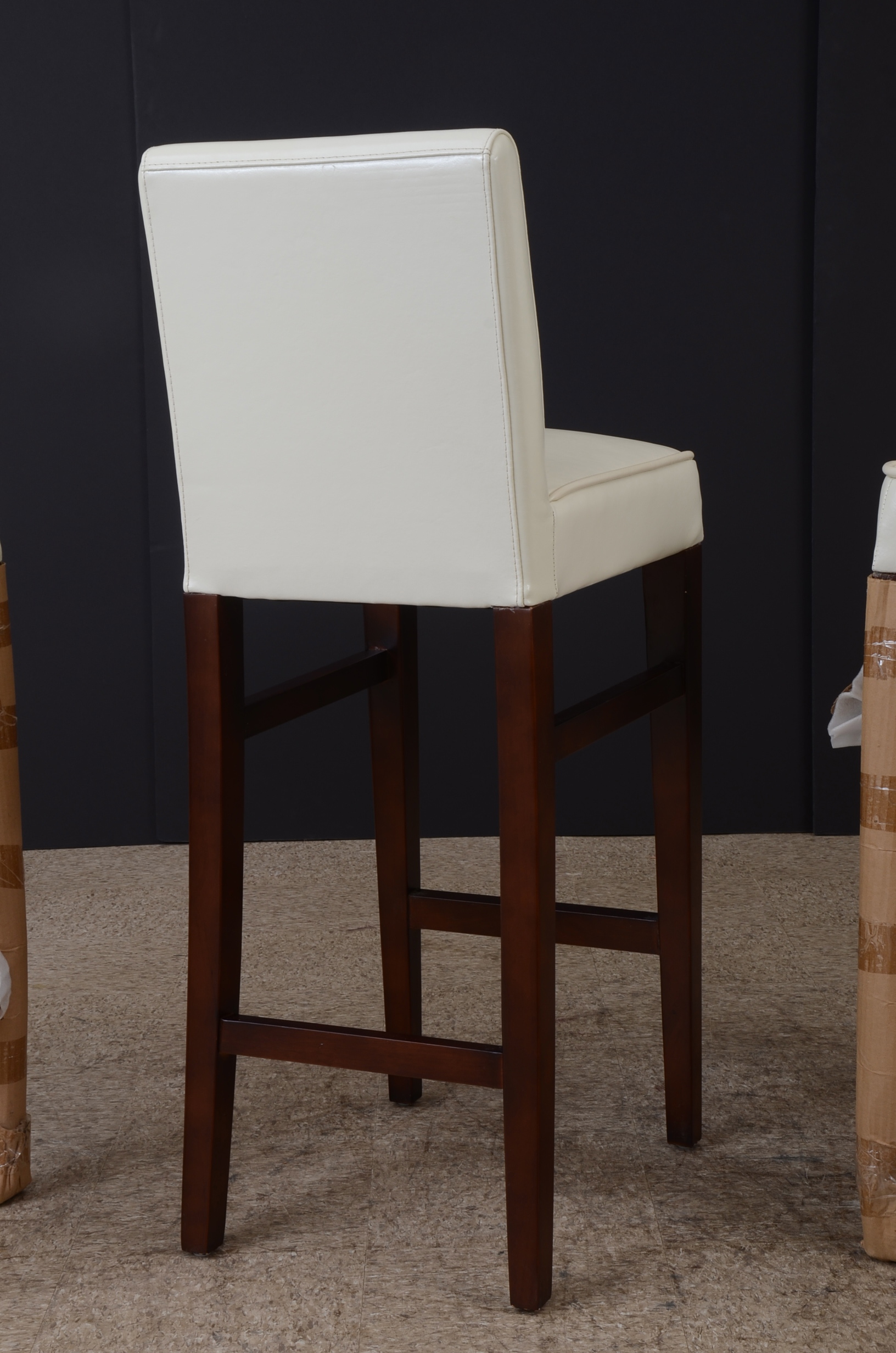 Set of Three White Leather Bar Stools EBTH