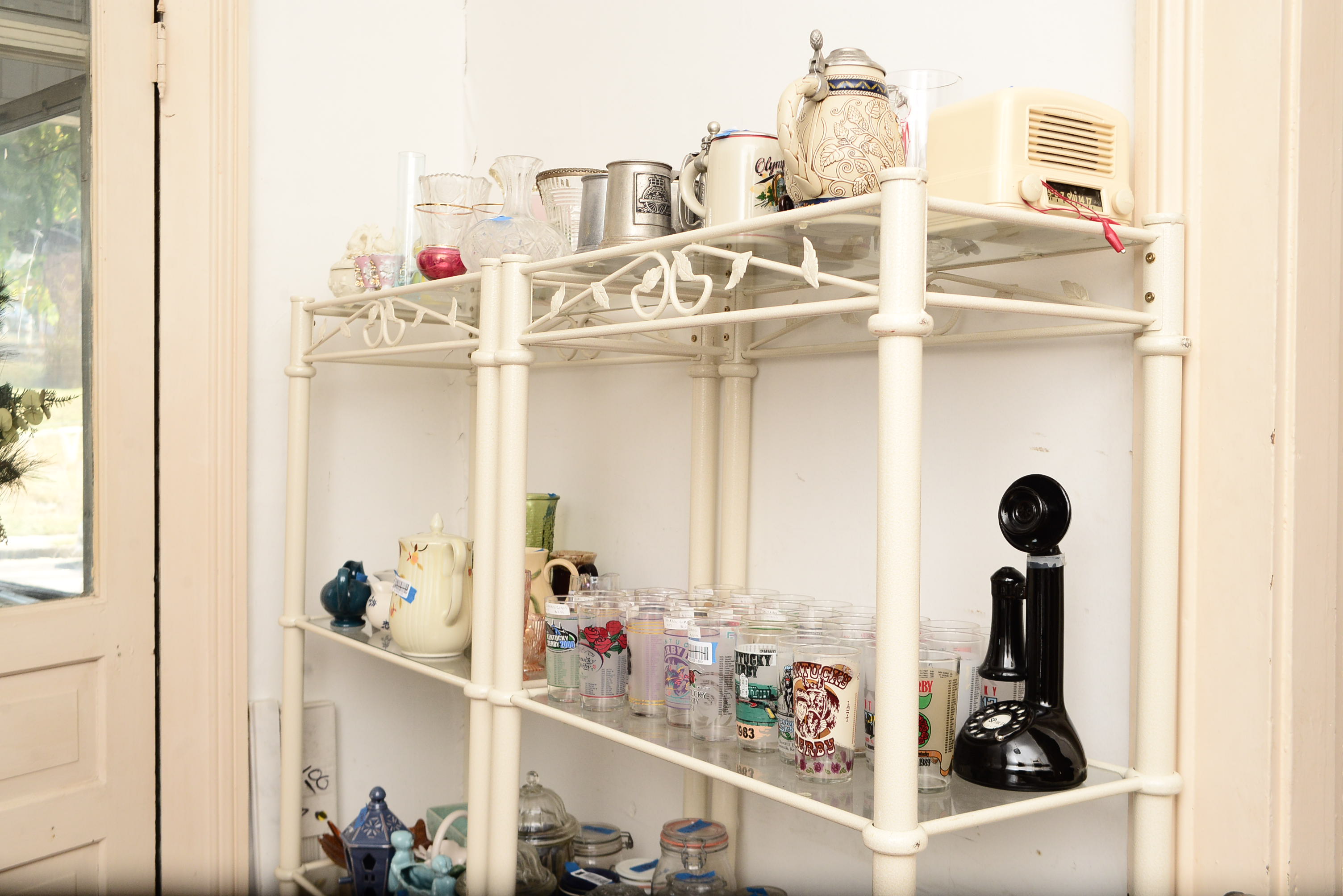 Two Decorative Metal Shelving Units EBTH