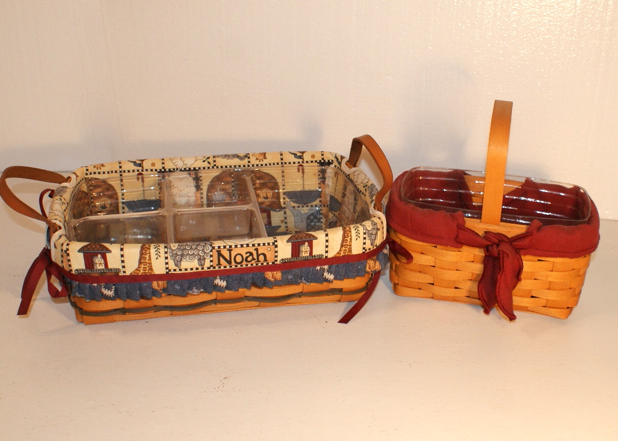 Longaberger Basket with Noah's Ark Liner and Small Market Basket EBTH
