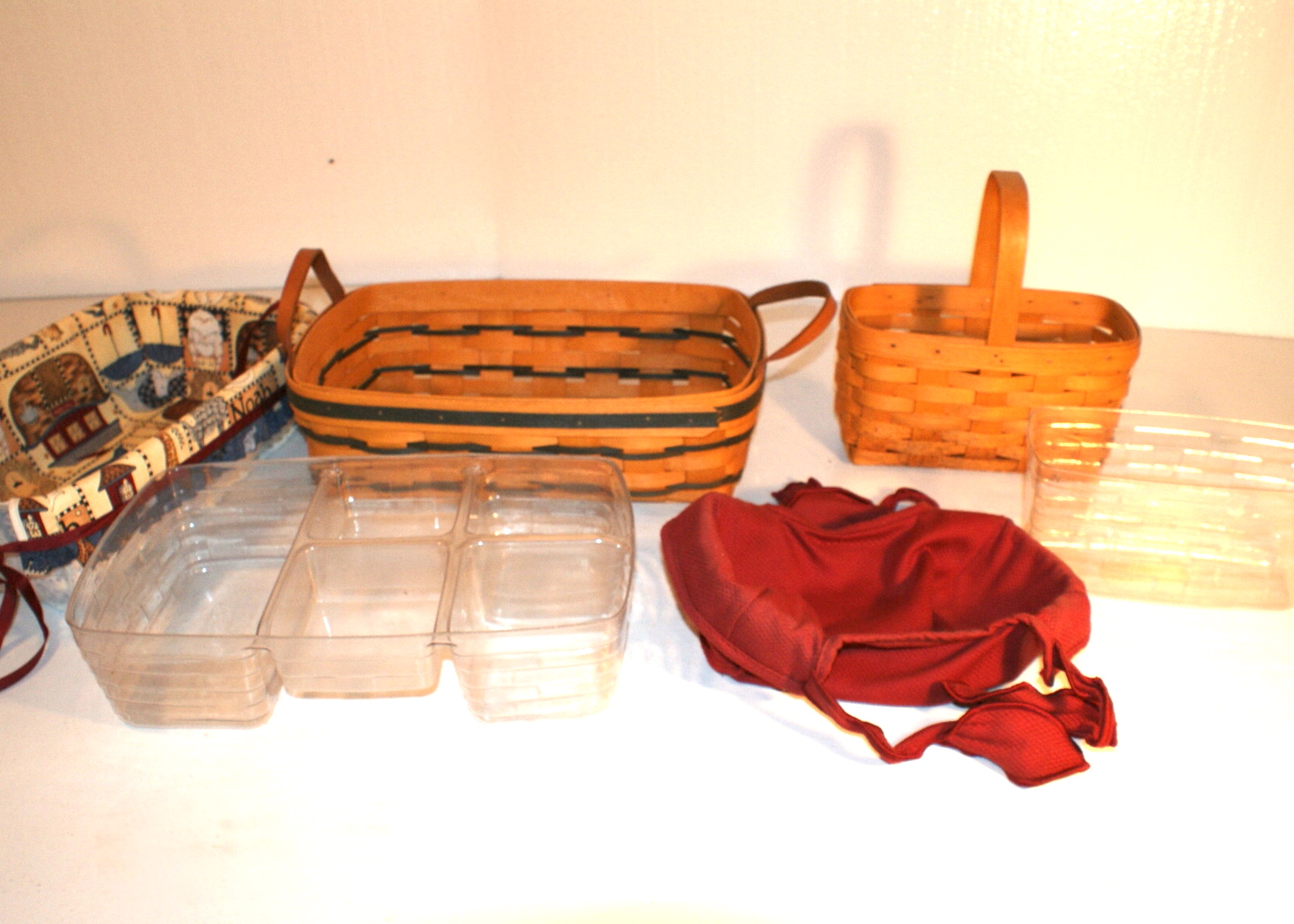 Longaberger Basket with Noah's Ark Liner and Small Market Basket EBTH
