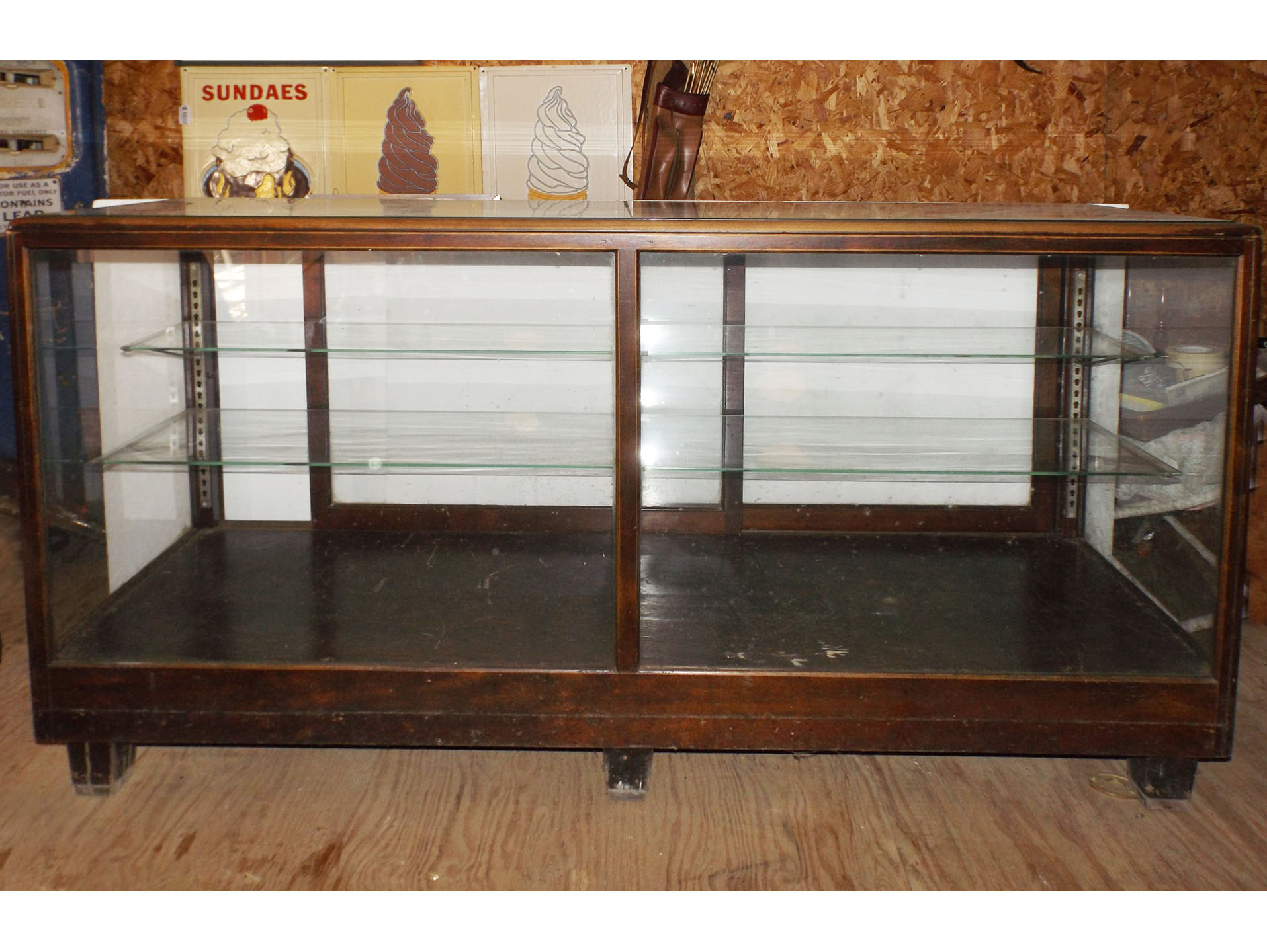 Antique Wood And Glass Store Display Cabinet Ebth