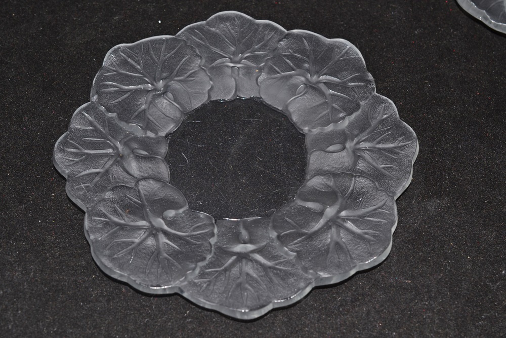 Pair Of Beautiful Vintage Lalique "Honfleur" Art Glass Plates 3 EBTH