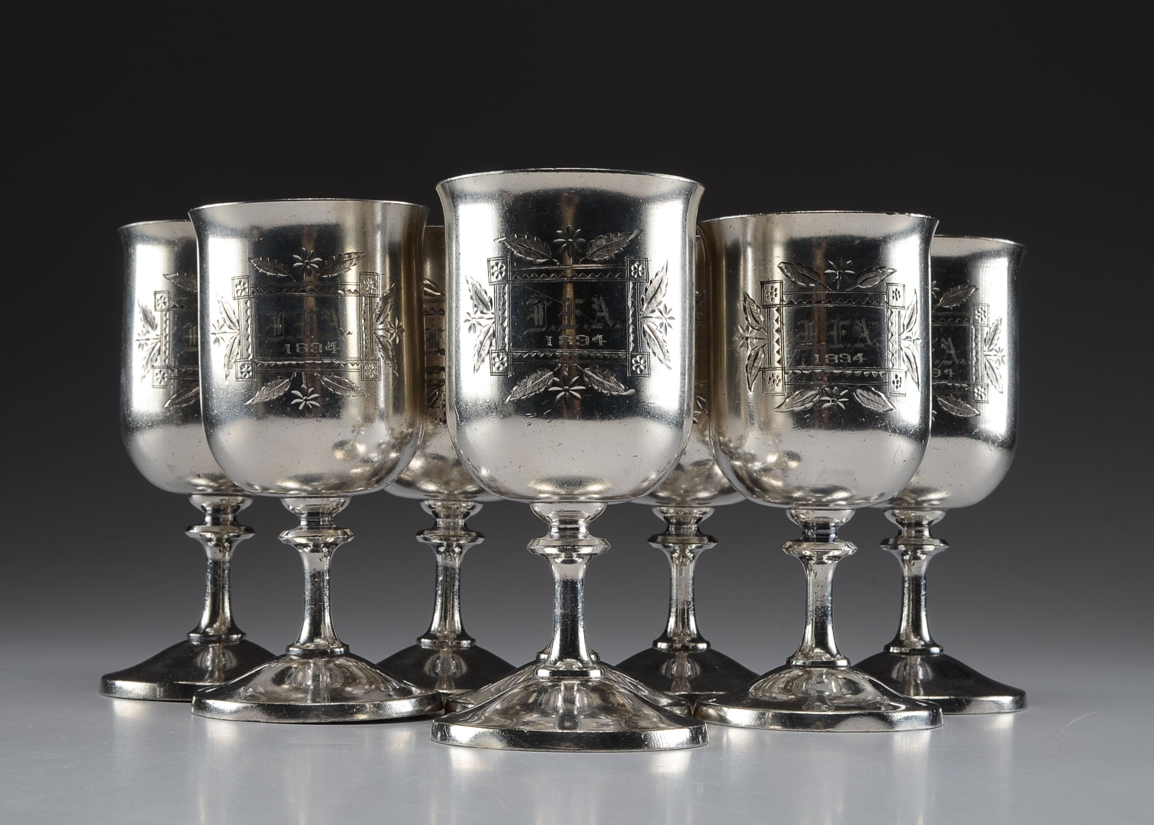 Set Of 19th Century Meriden B. Company Silver Plated Wine Goblets | EBTH