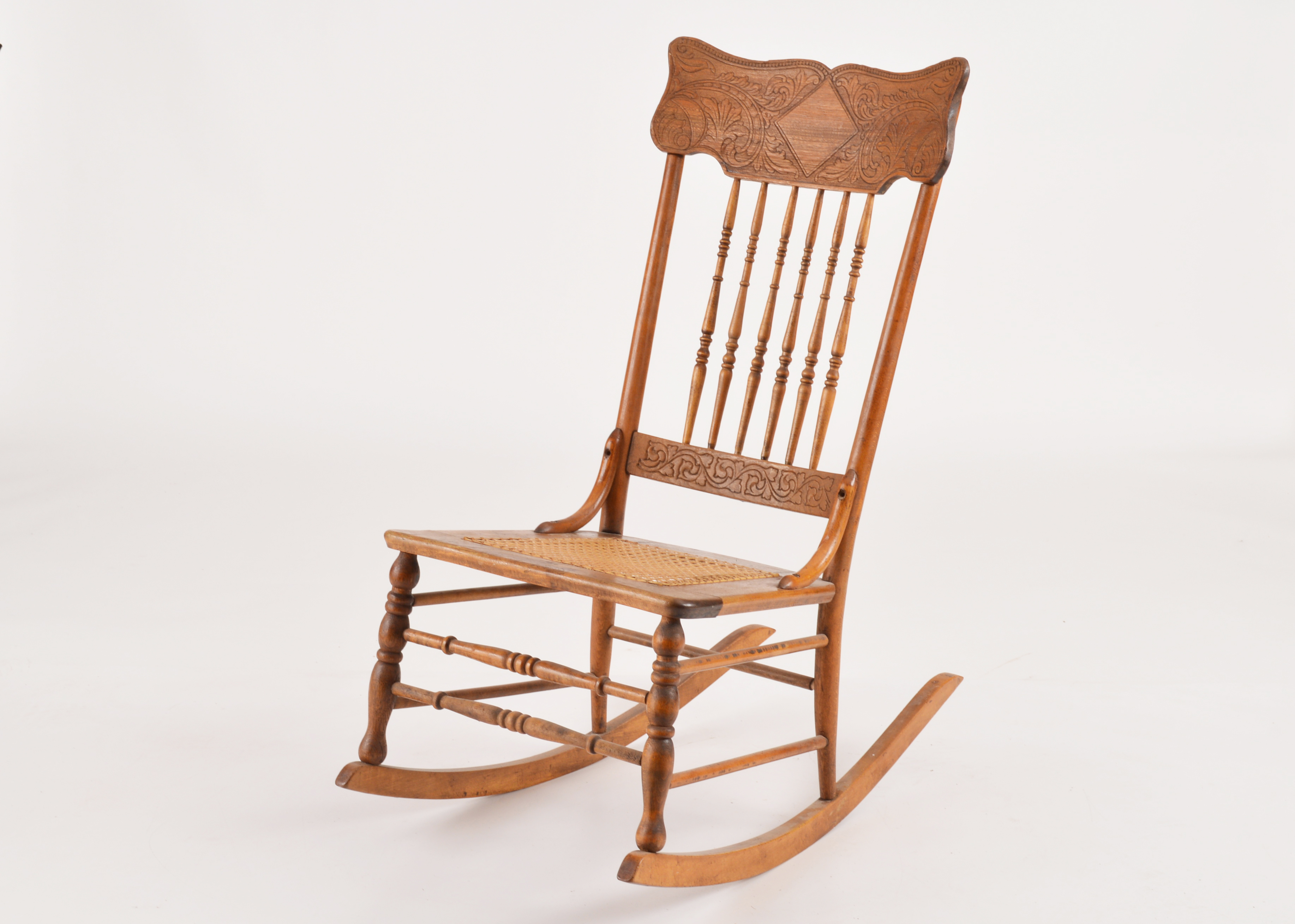 Antique Rocking Chair with Carved Crest Rail | EBTH
