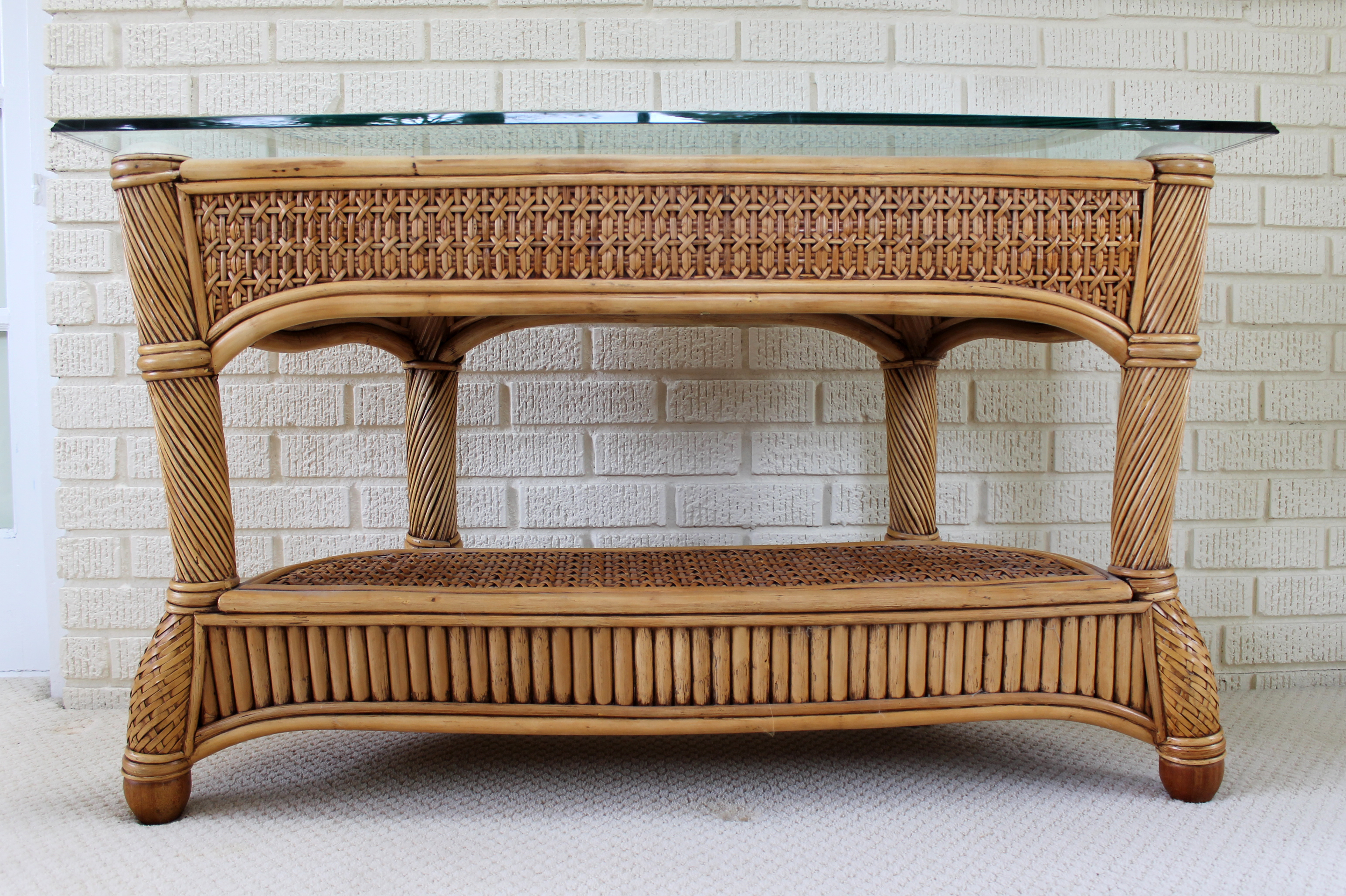 Wicker and Rattan Patio Console Sofa Table by Capri Furniture EBTH