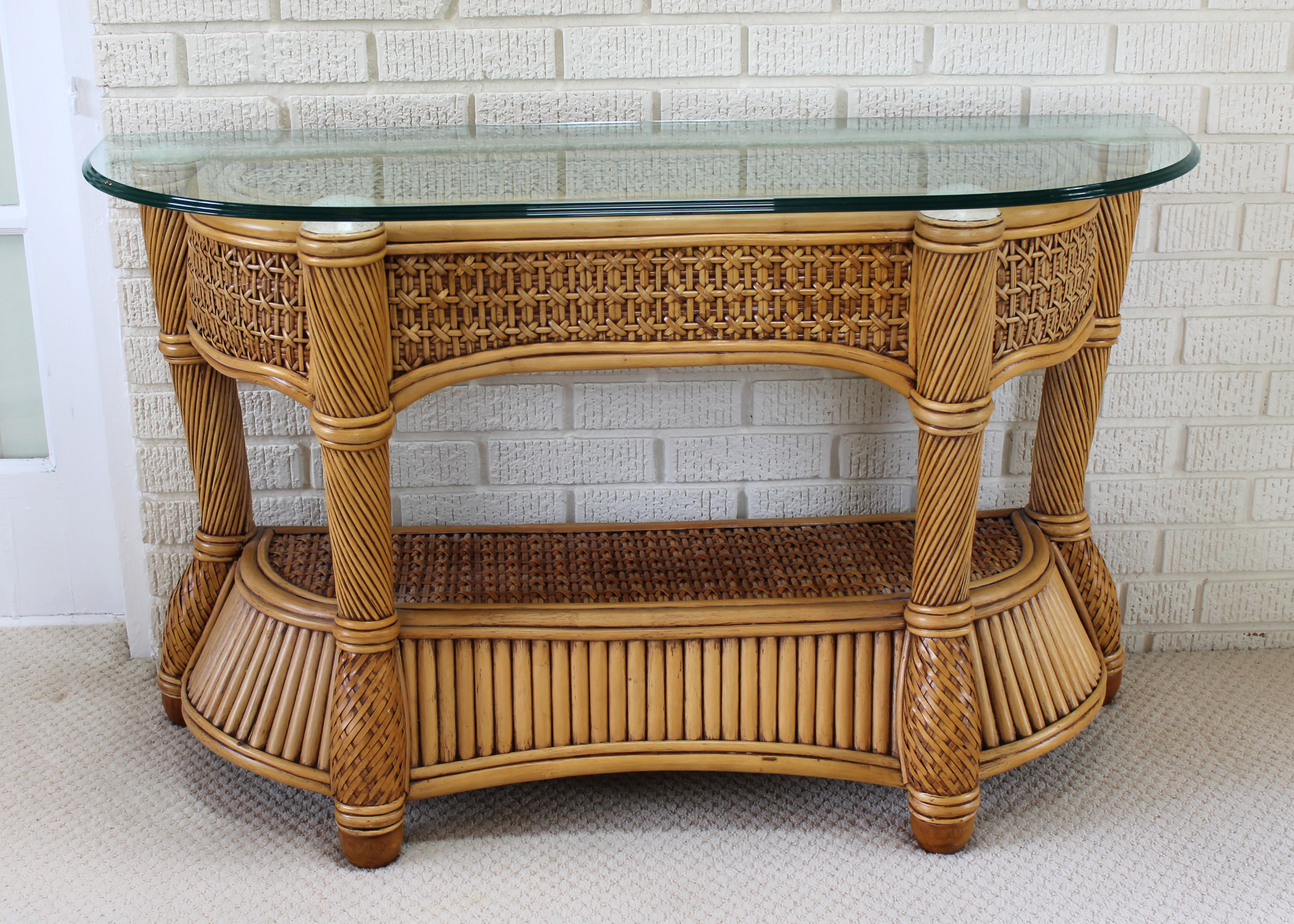 Wicker and Rattan Patio Console Sofa Table by Capri Furniture EBTH
