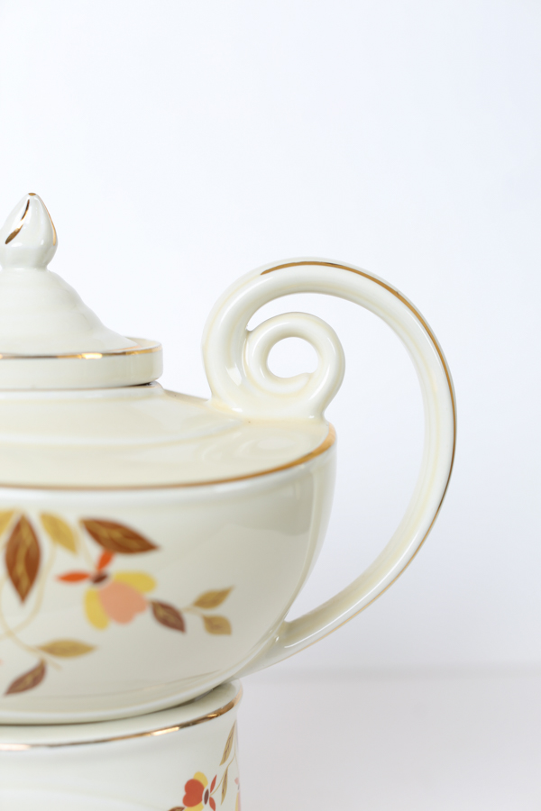 Rare Hall China Aladdin Teapot & Warmer Jewel Tea "Autumn Leaf" EBTH