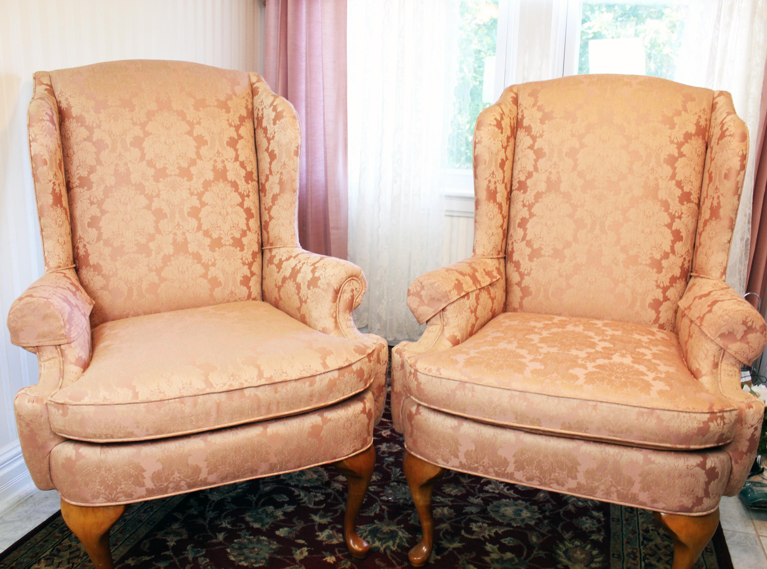 Pair of Knob Creek Furniture Queen Anne Style Wingback Chairs EBTH