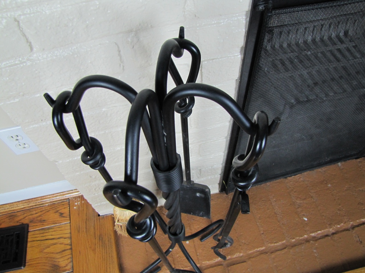 Black Wrought Iron Fireplace Tool Set EBTH