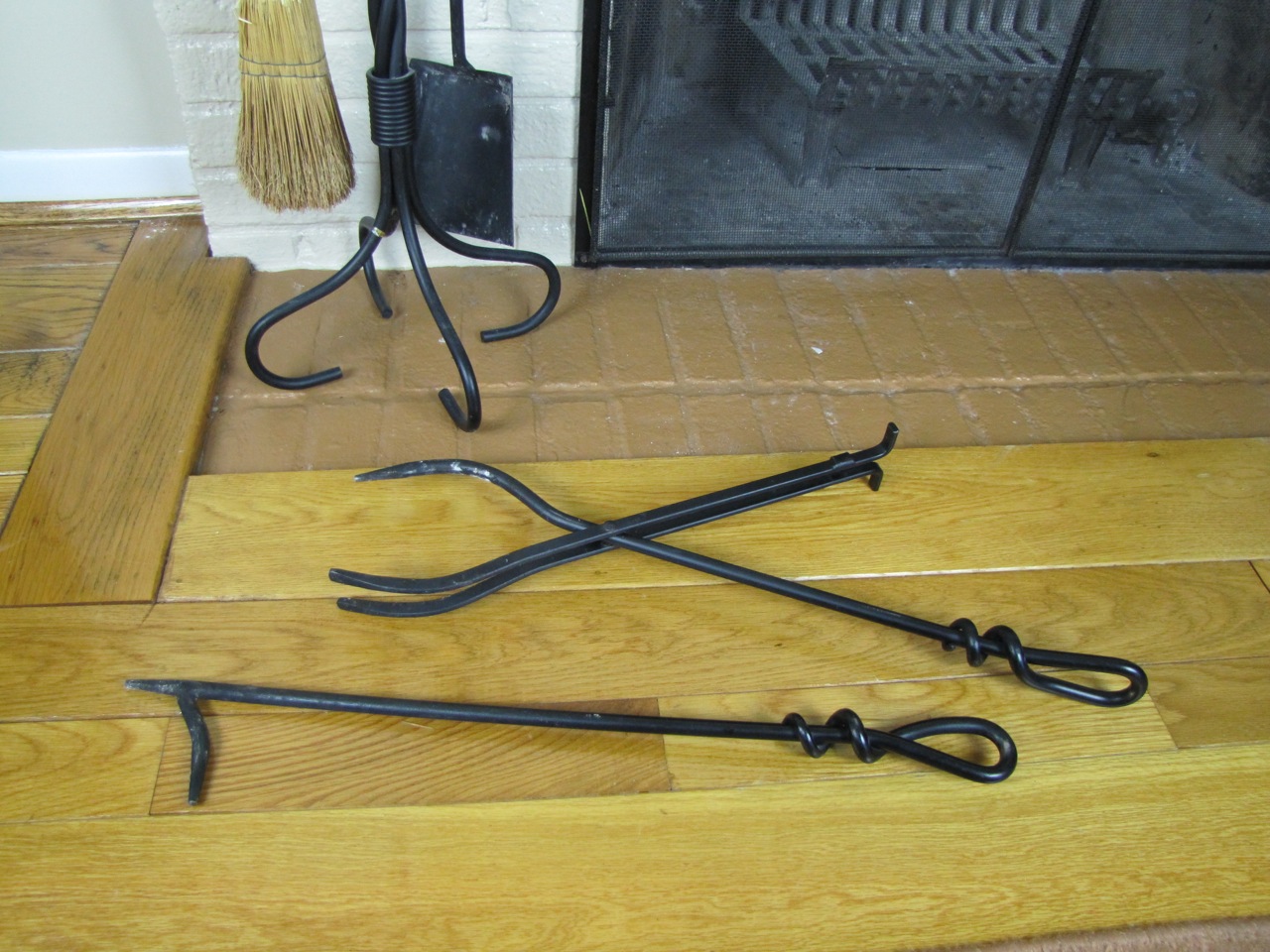 Black Wrought Iron Fireplace Tool Set EBTH