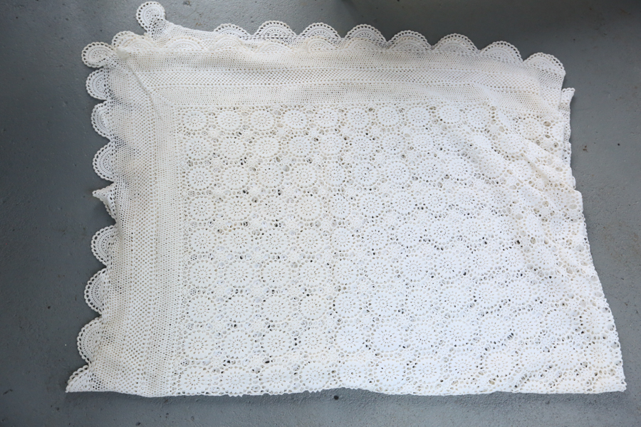 White Crochet Table Cover EBTH