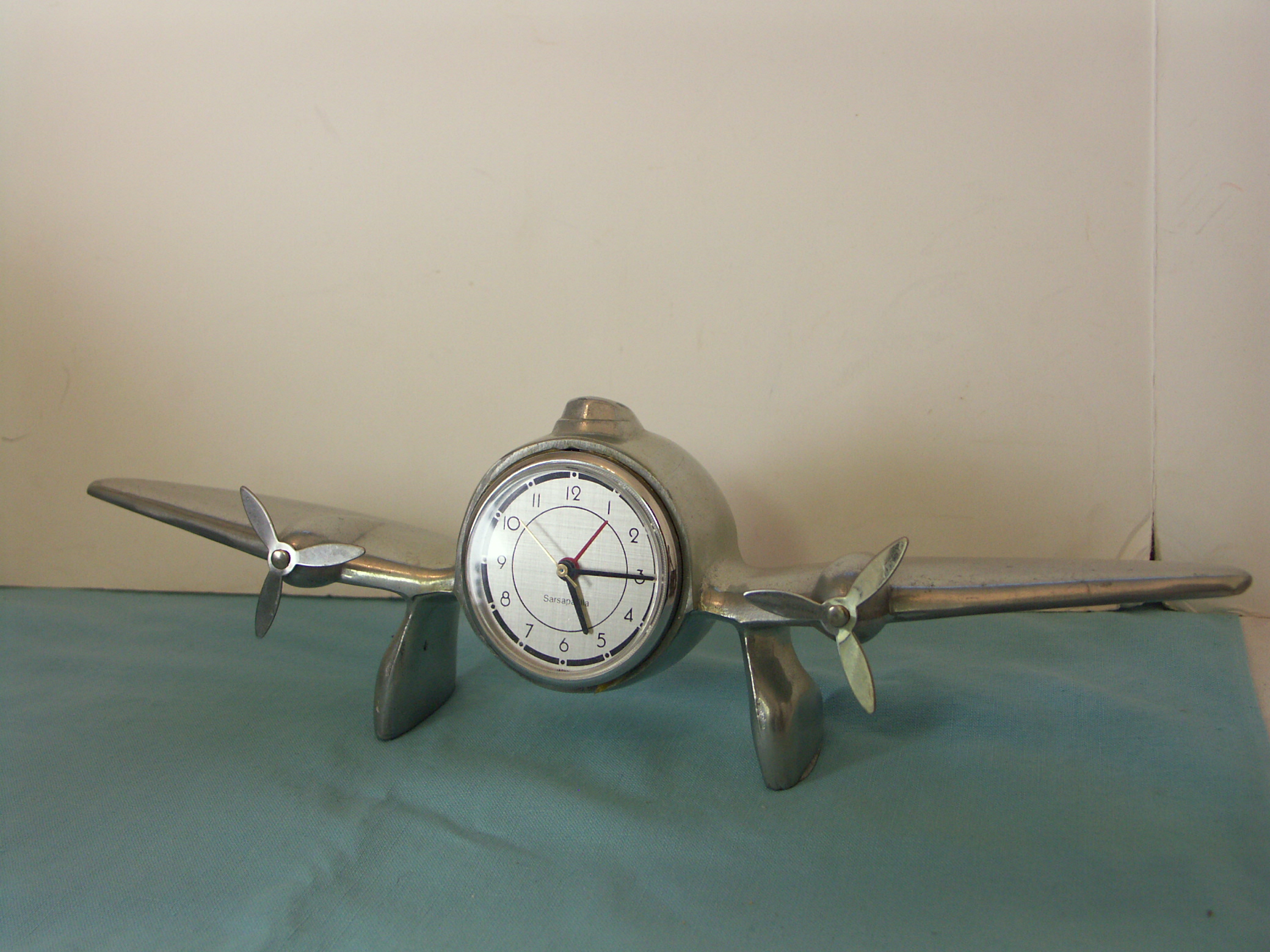 Vintage Cast Aluminum Airplane Desk Clock EBTH