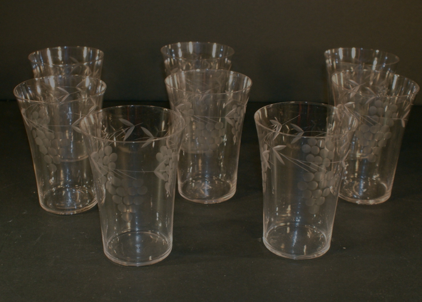 Vintage Grape Etched Juice Glasses EBTH