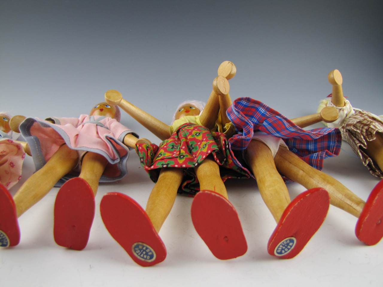 Vintage Collection of Twelve Wooden Pin Dolls Handmade in Poland EBTH