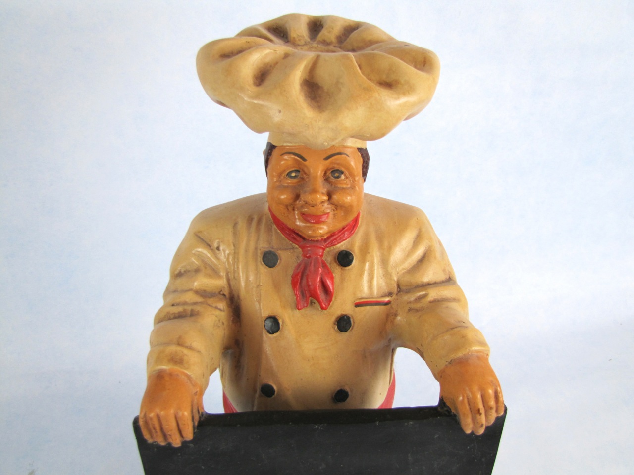 Chef Holding Chalkboard Menu Statue with Platter EBTH