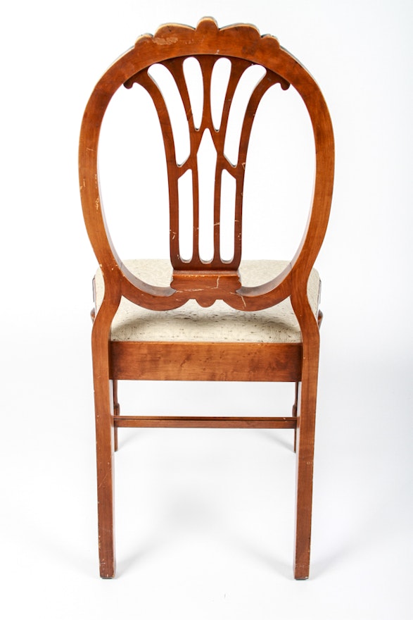 Antique Round Back Carved Dining Chair with Ribbon Detail | EBTH