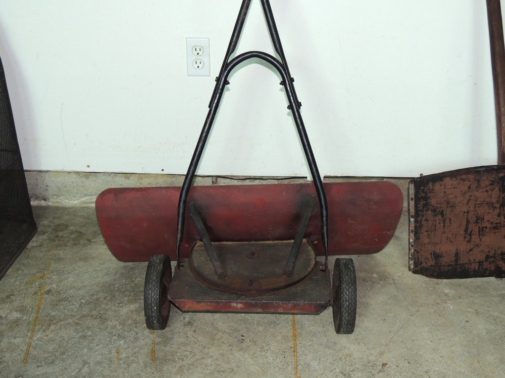 Vintage Hand Snow Plow and Wooden Pusher Shovel | EBTH